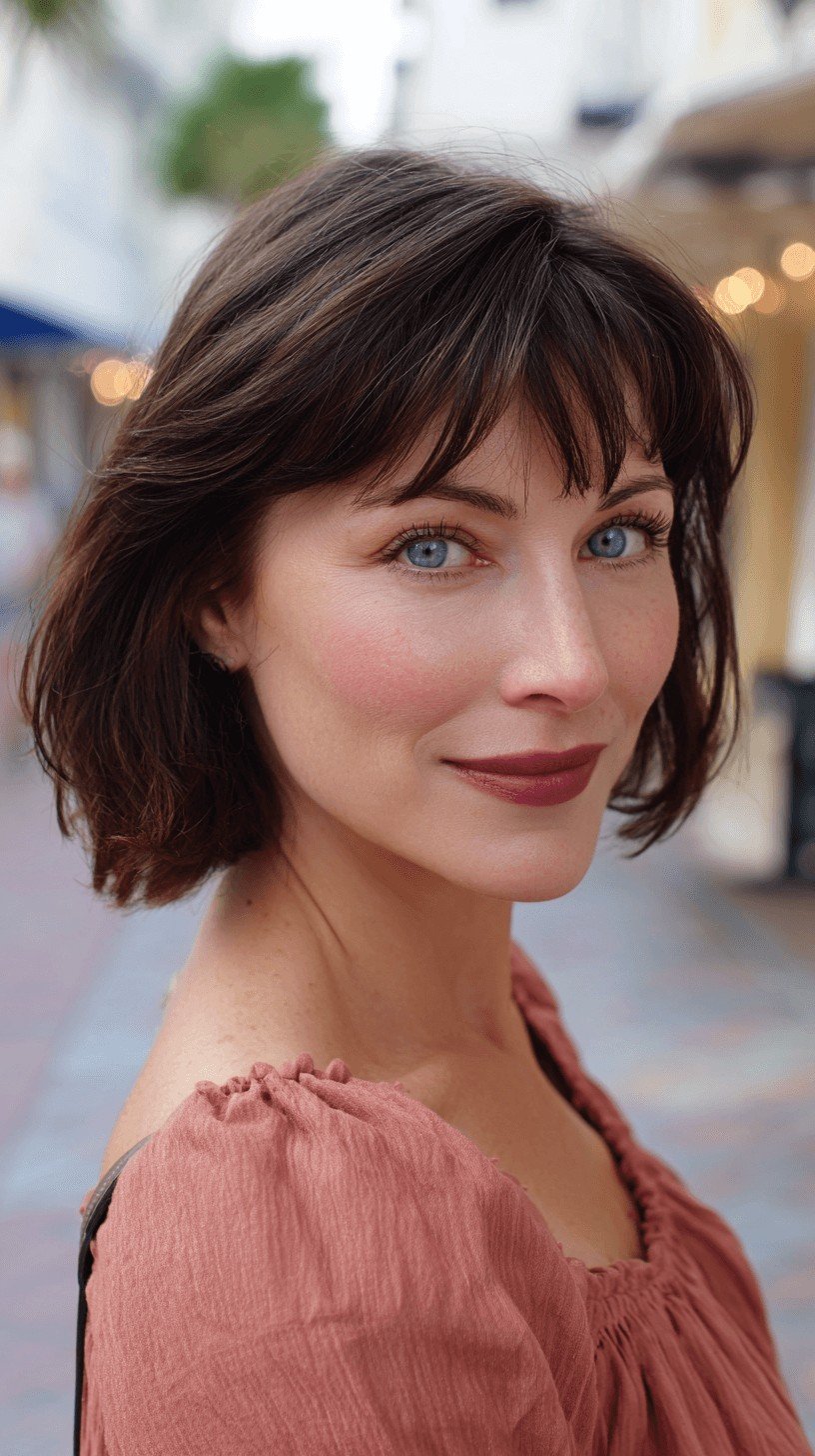 Chic Textured Bob with Wispy Bangs