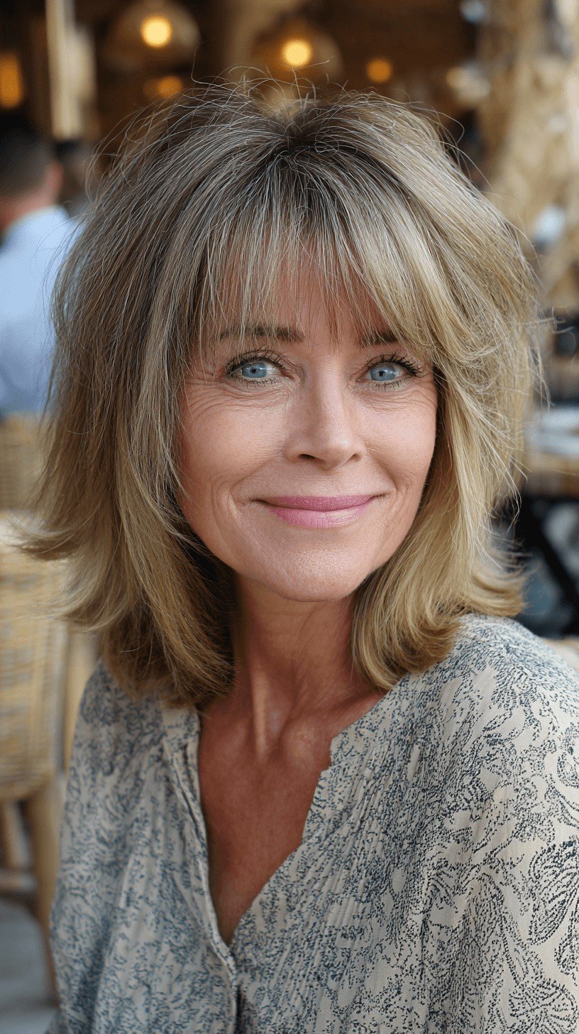 Chic Textured Lob with Soft Bangs