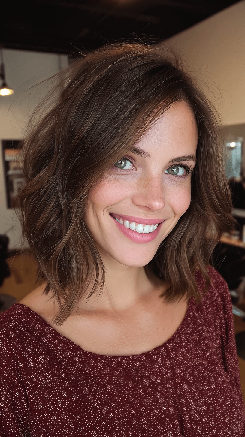 Chic Textured Lob with Soft Face-Framing Layers
