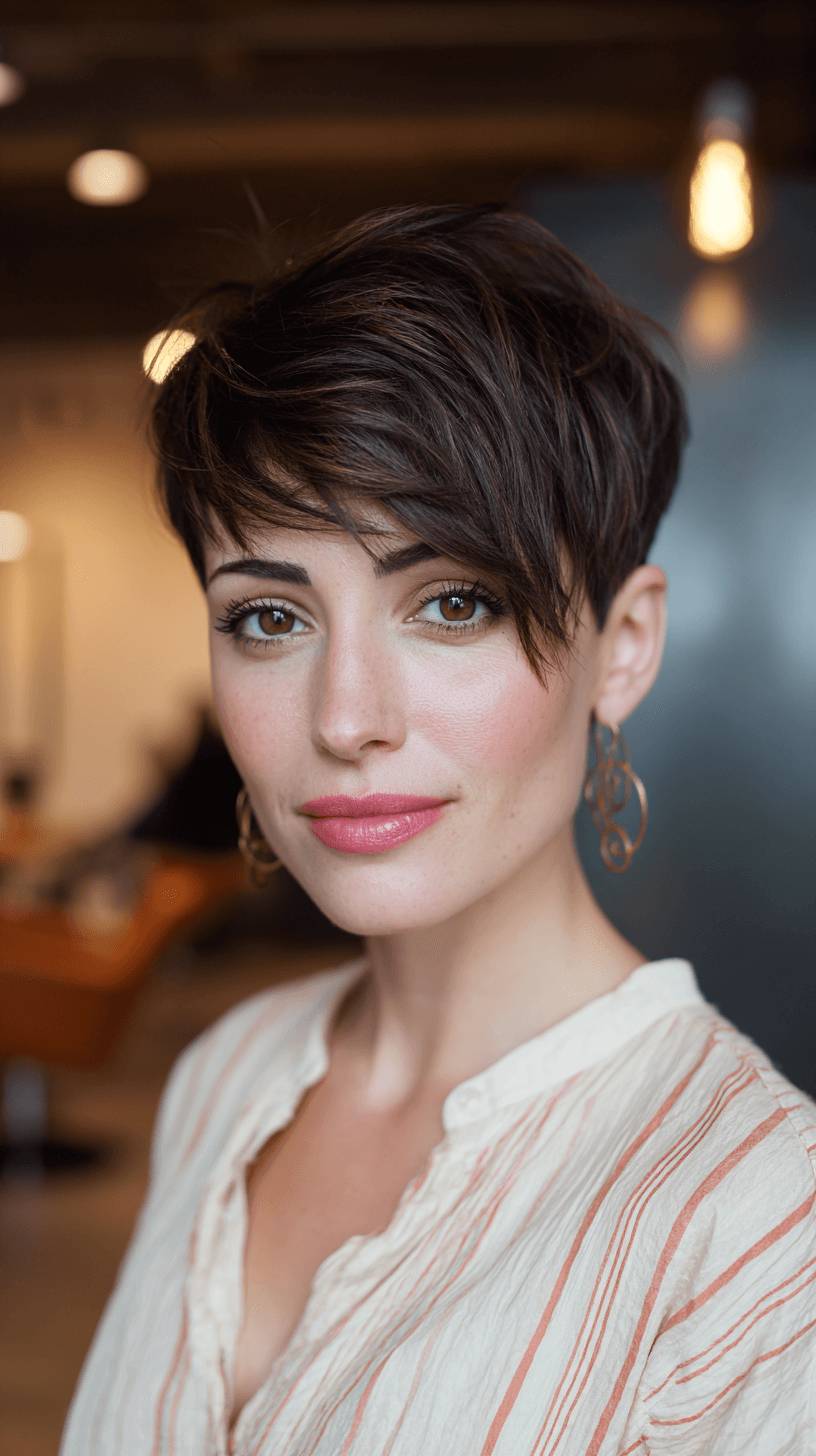 Chic Textured Pixie with Side-Swept Bangs