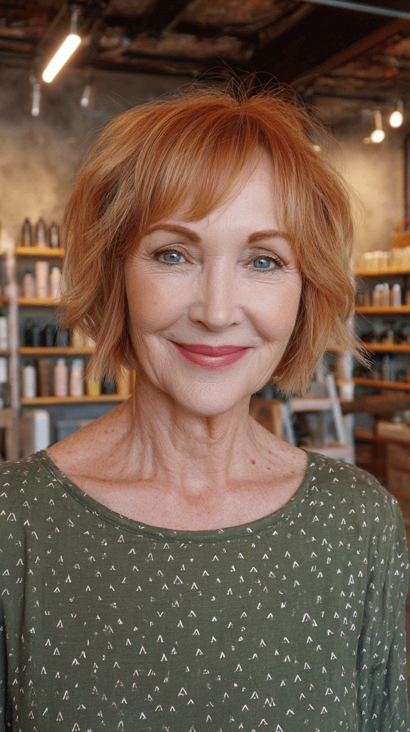 Chic Textured Short Lob with Soft Bangs