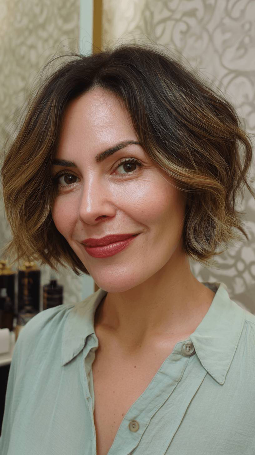 Chic Tousled Bob with Subtle Highlights