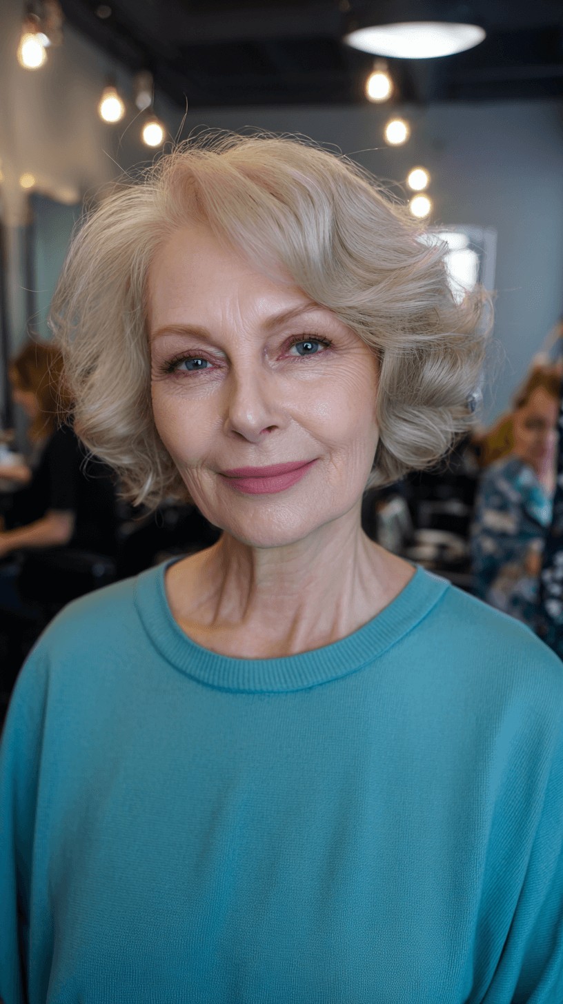 Chic Vintage Curly Lob with Soft Volume