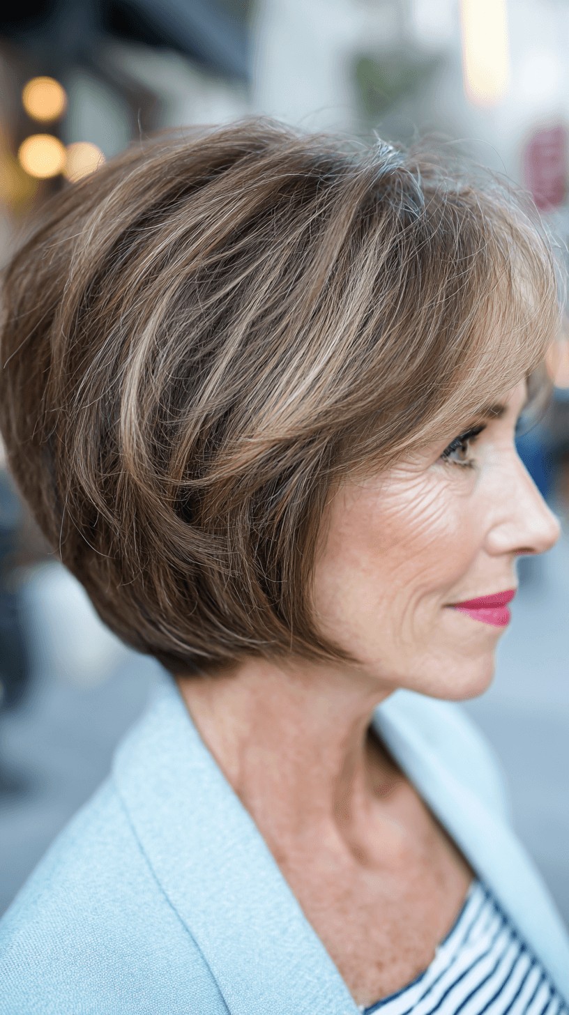 Chic Warm Brown Stacked Bob with Subtle Dimension