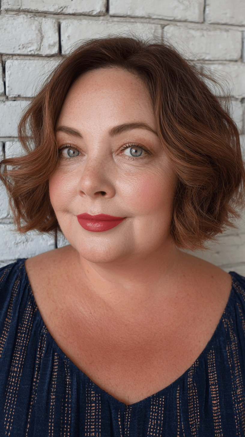 Choppy Curly Bob with Subtle Dimension