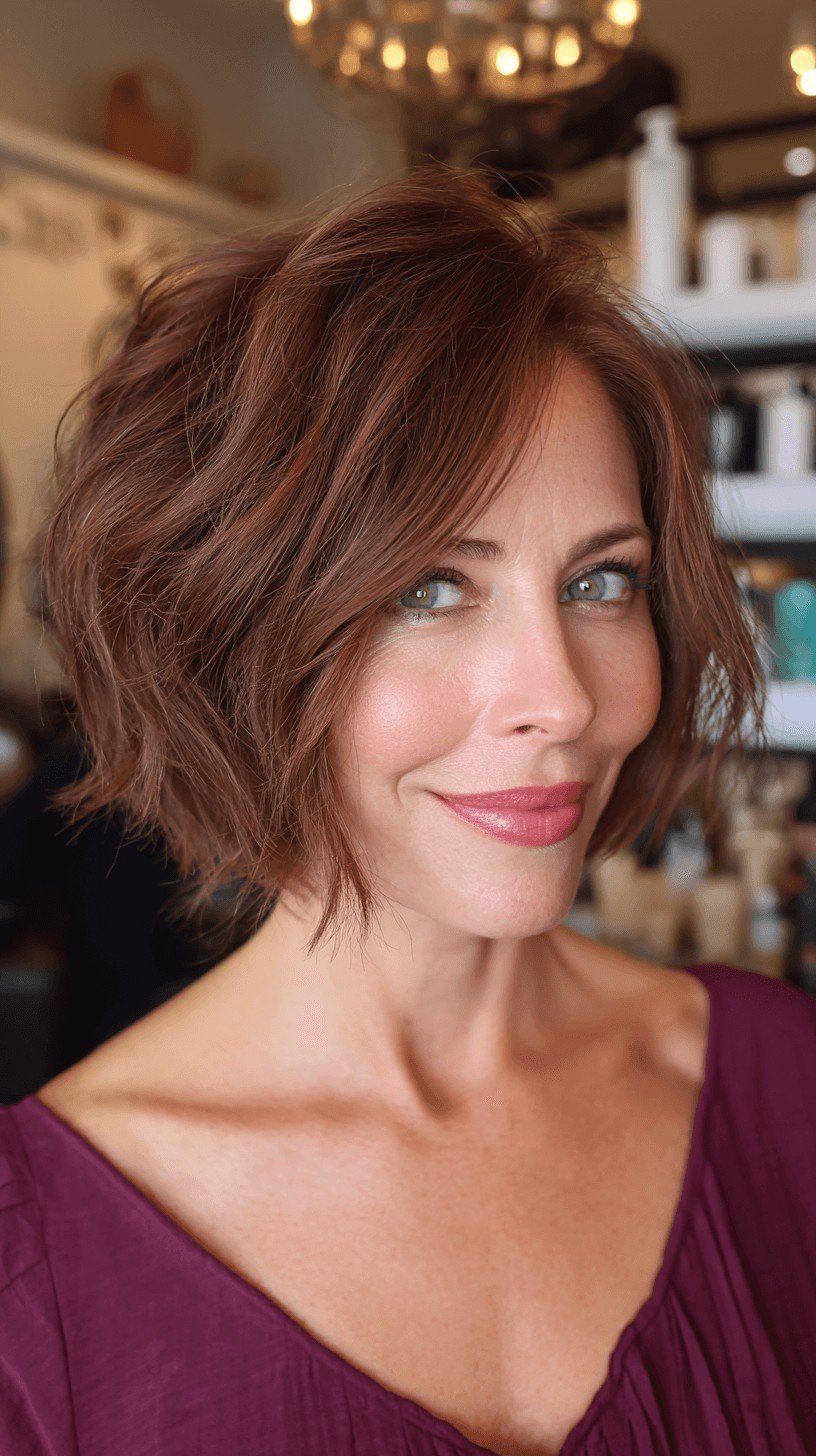 Choppy Textured Bob with Subtle Highlights
