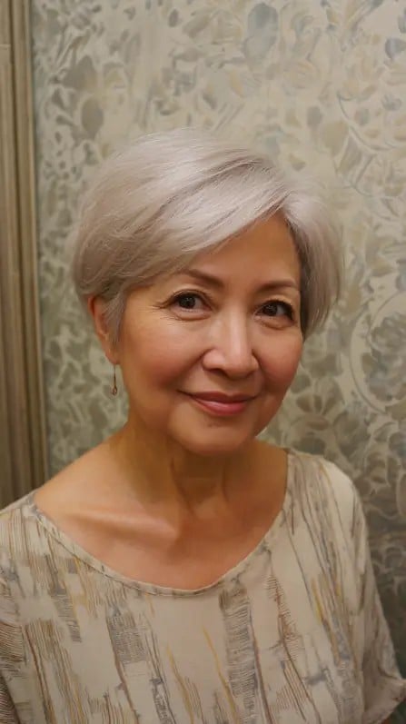 Elegant Soft Silver Bob with Subtle Layers