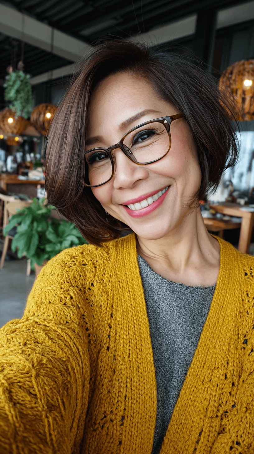 Modern Asymmetrical Short Bob with Subtle Layers