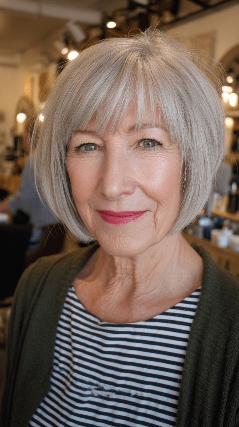 Modern Blunt Bob with Soft Fringe