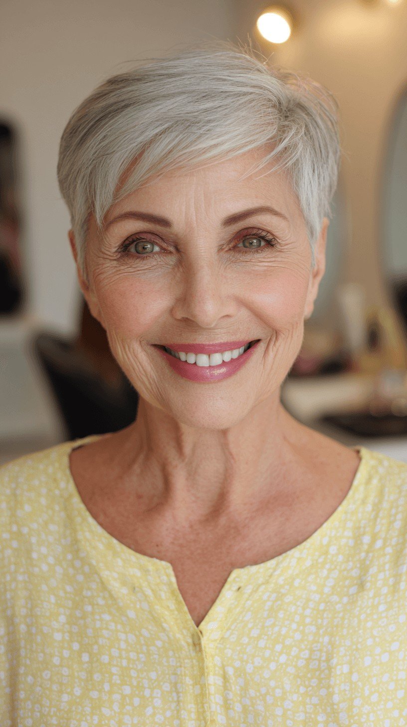 Modern Short Silver Pixie Cut with Textured Layers
