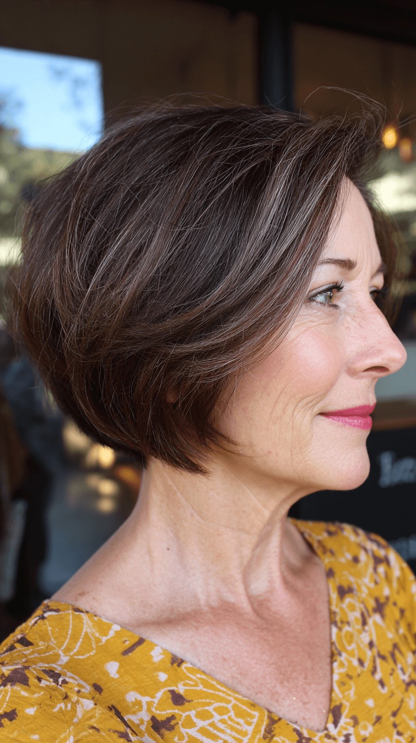 Modern Textured Stacked Bob with Soft Shadow Roots
