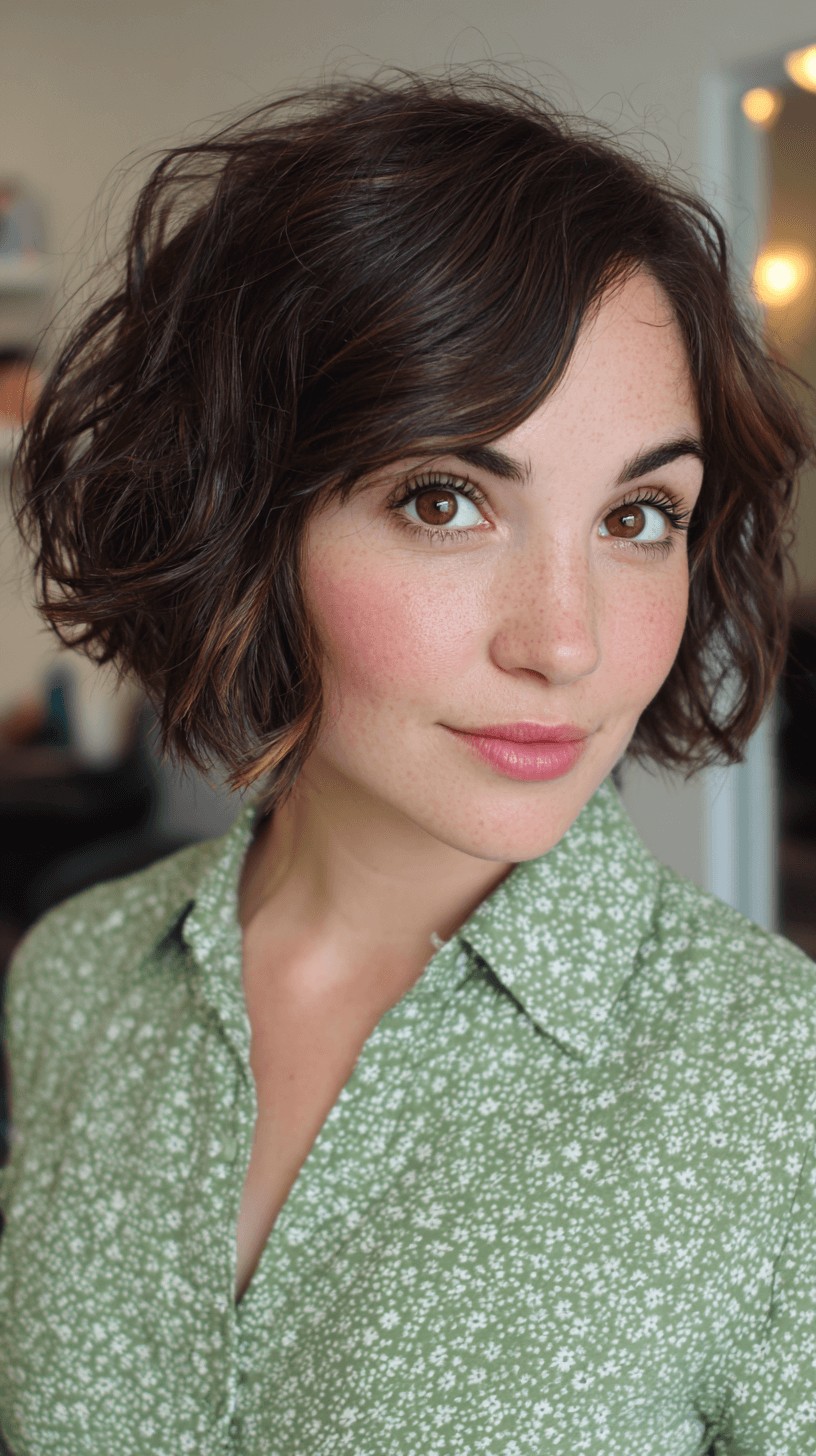 Playful Curly Bob with Subtle Highlights