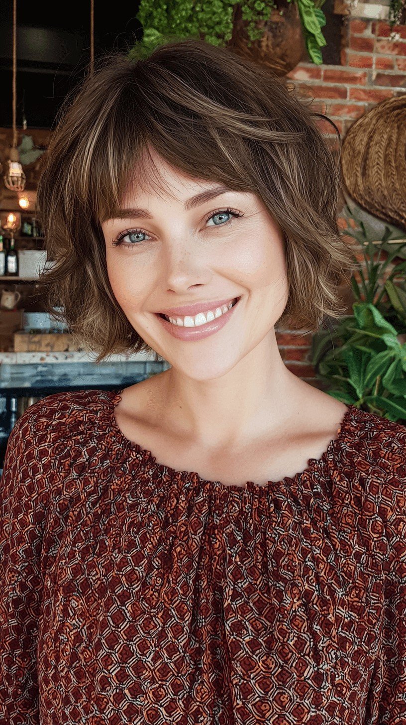 Playful Layered Bob with Fringe