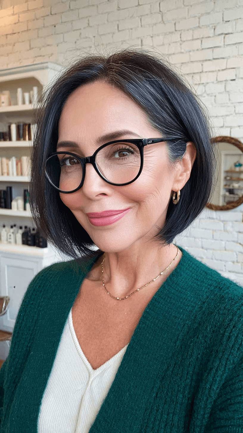 Sleek Mid-Length Blunt Cut with Soft Side Part