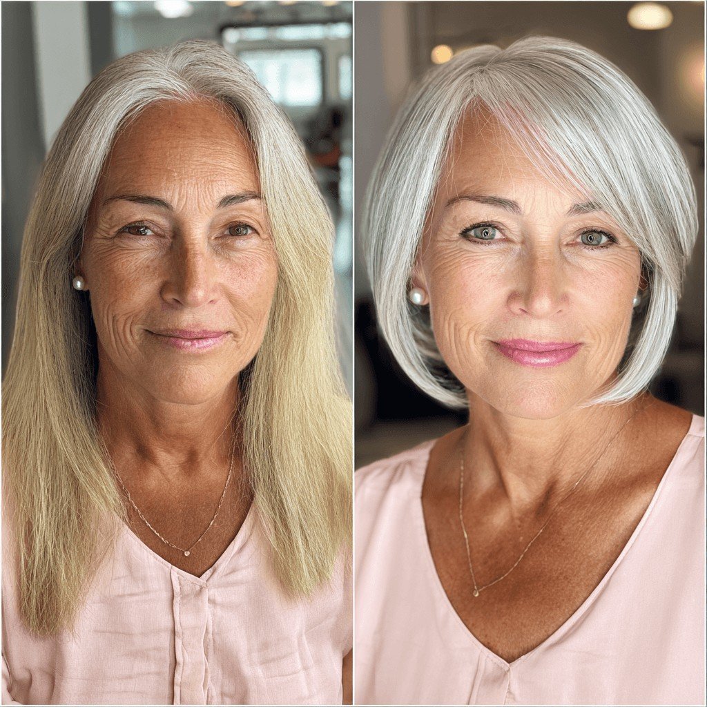 Sleek Silver Bob with Subtle Layers