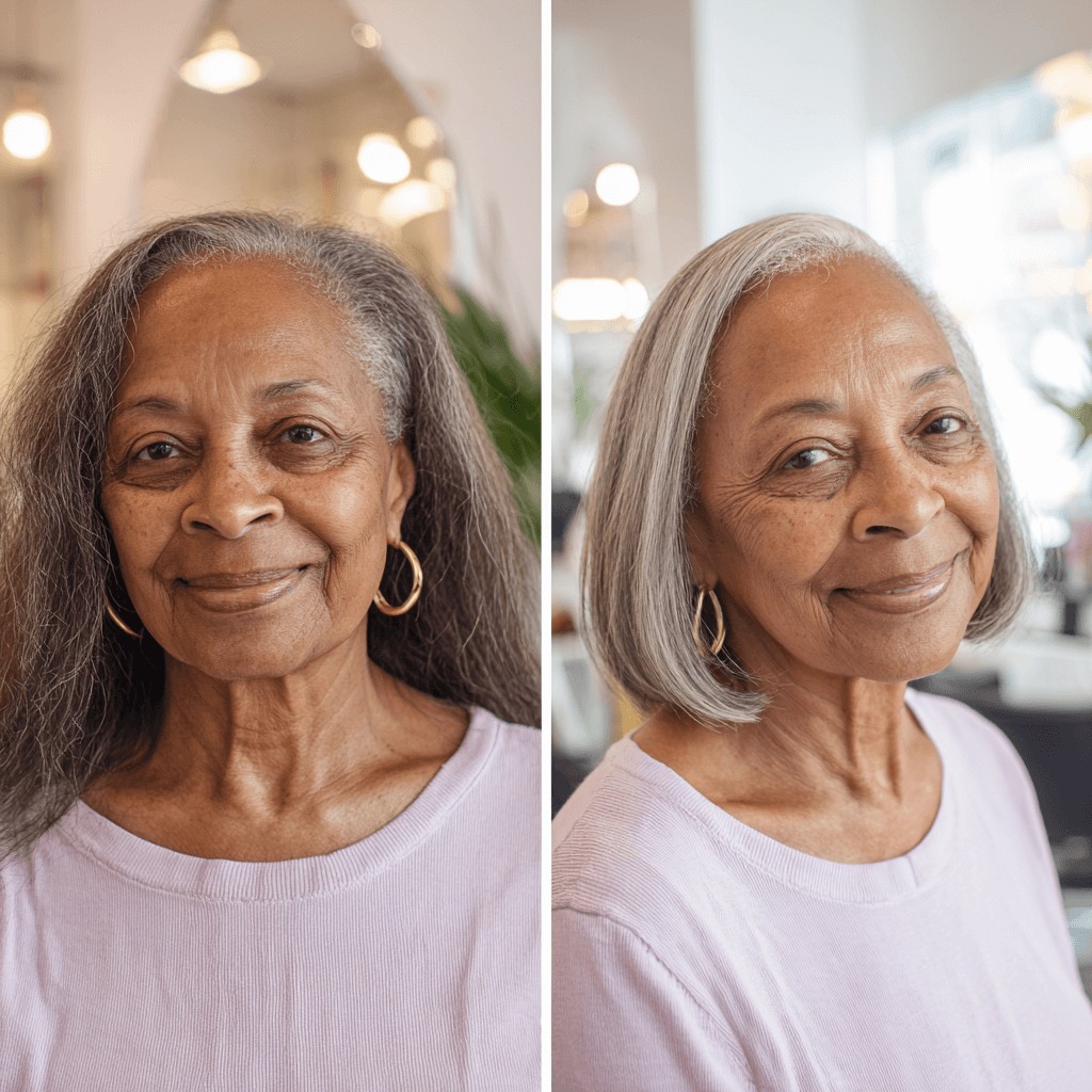 Sleek Silver Lob with Subtle Layers