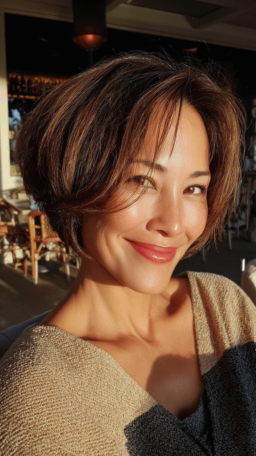 Sleek Textured Bob with Subtle Highlights