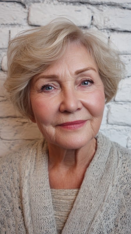Soft Textured Pastel Blonde Bob with Gentle Waves