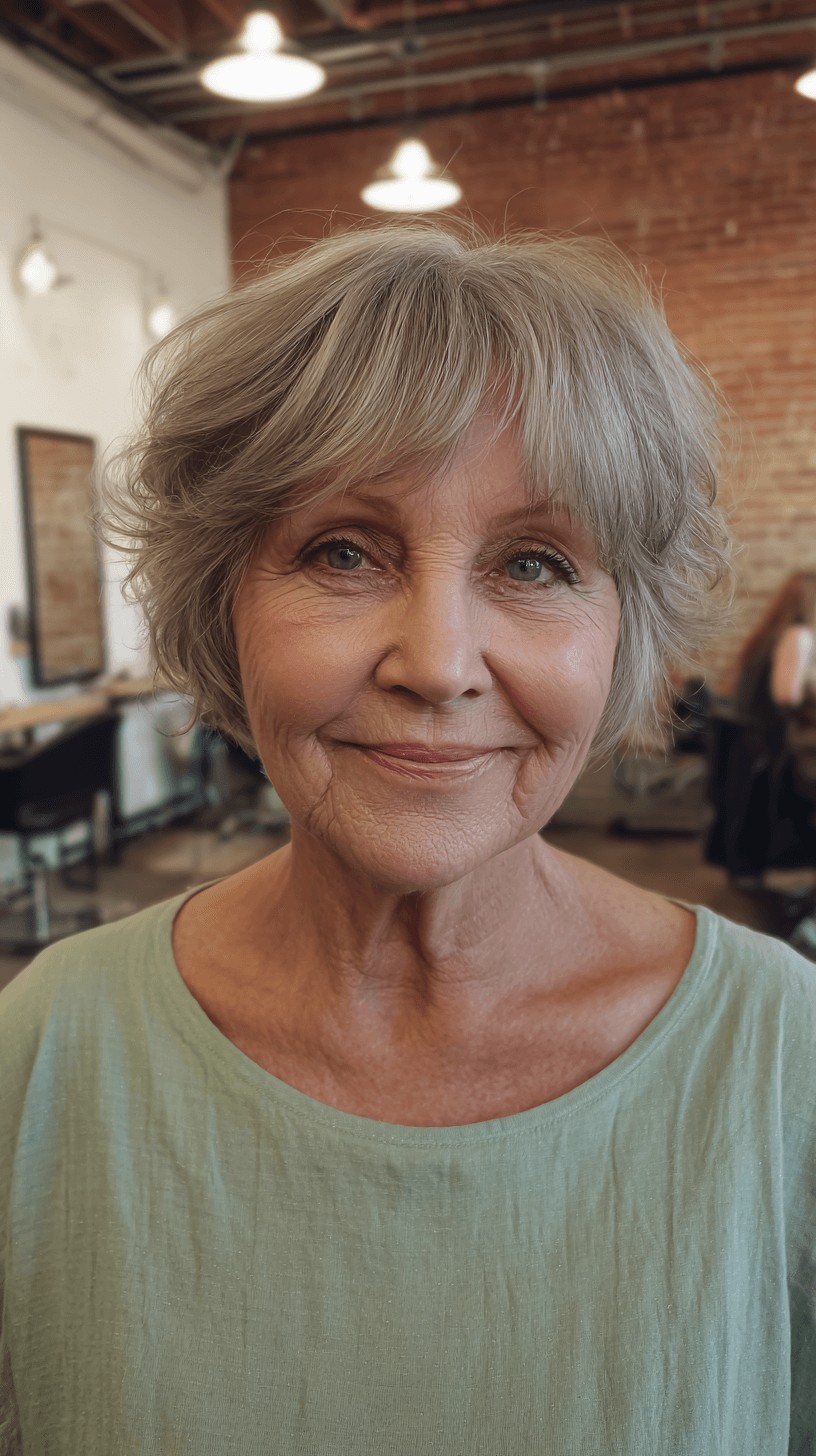 Soft Textured Silver Crop with Wispy Layers
