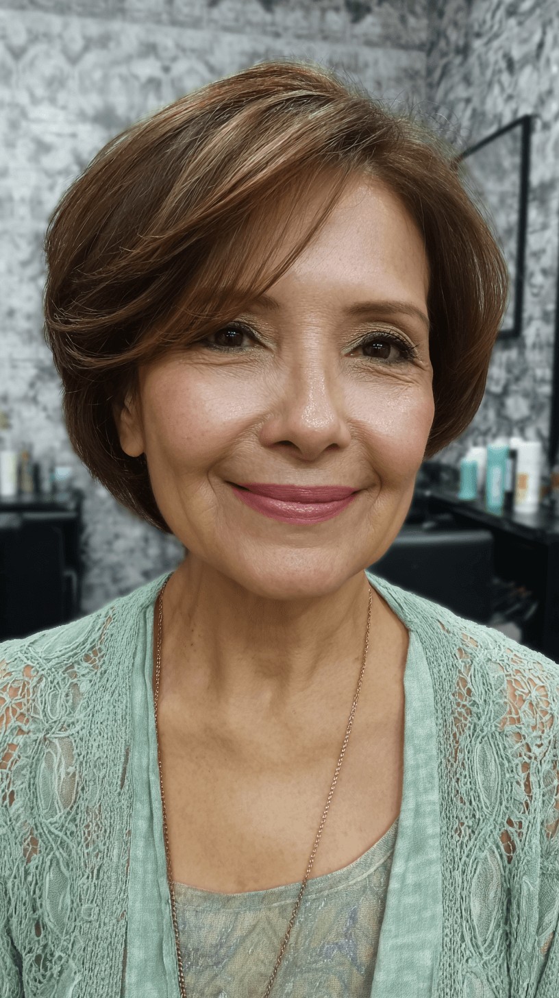 Softly Layered Rounded Bob with Face-Framing Bangs