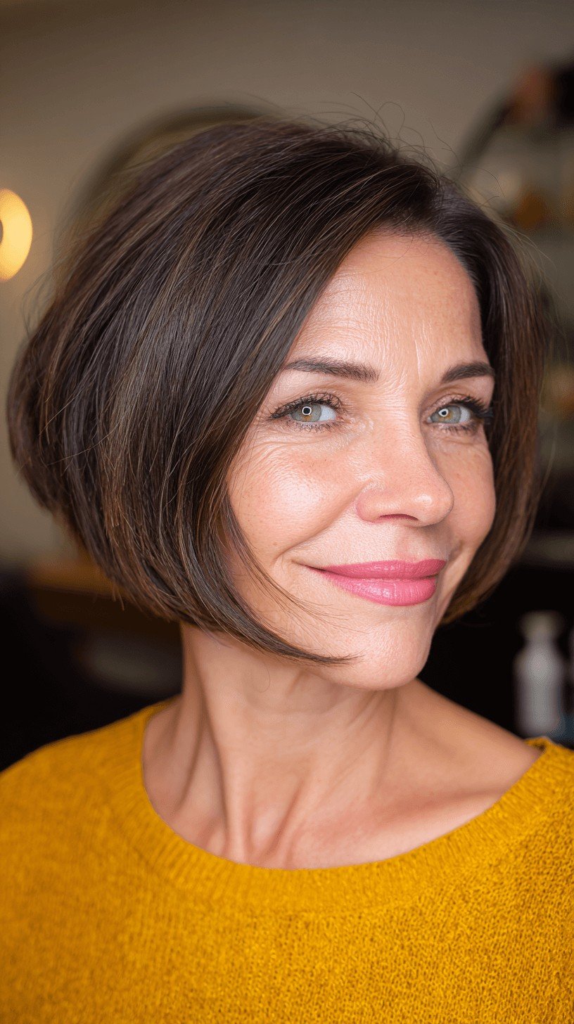 Stylish Angled Bob with Subtle Highlights
