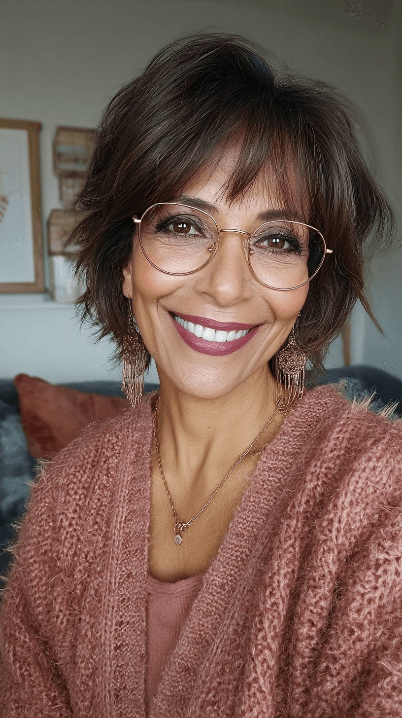 Stylish Layered Tousled Cut with Face-Framing Bangs