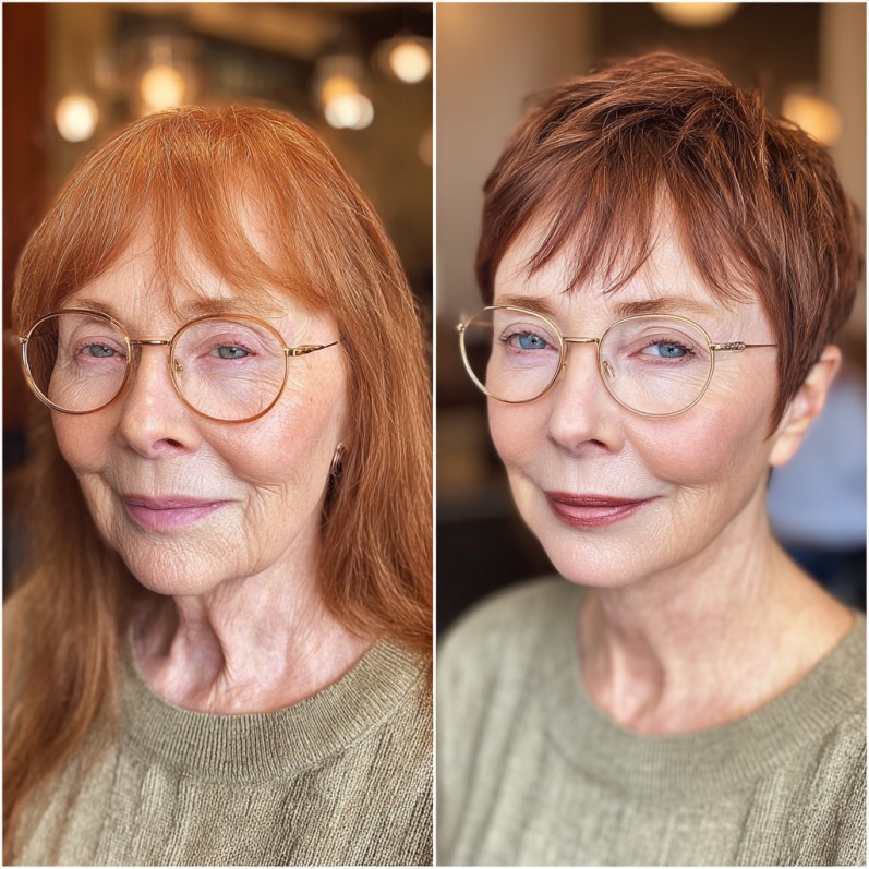 Stylish Short Copper Pixie with Textured Layers