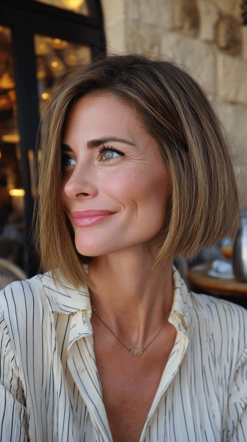 Stylish Textured Bob with Subtle Highlights