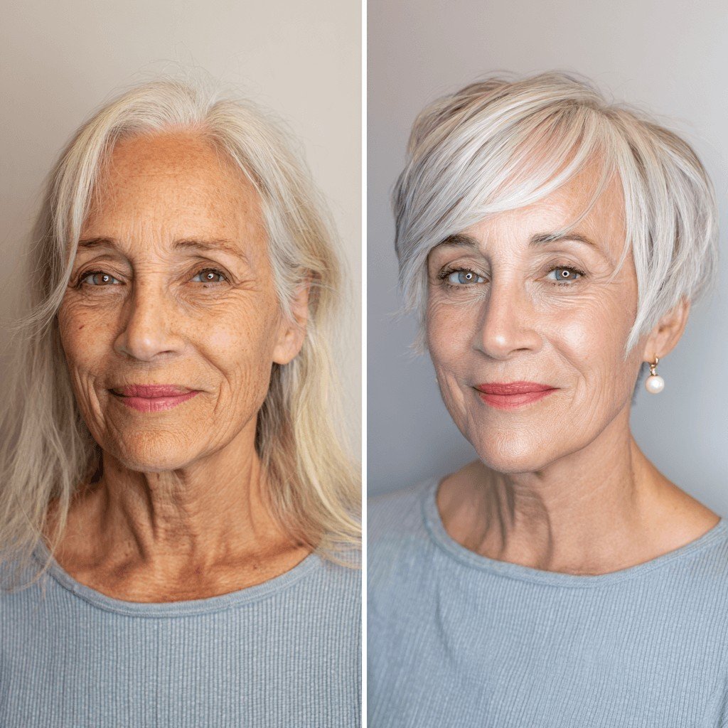 Stylish Textured Silver Pixie Cut