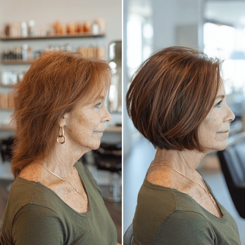 Stylish Warm Auburn Stacked Bob with Soft Layers