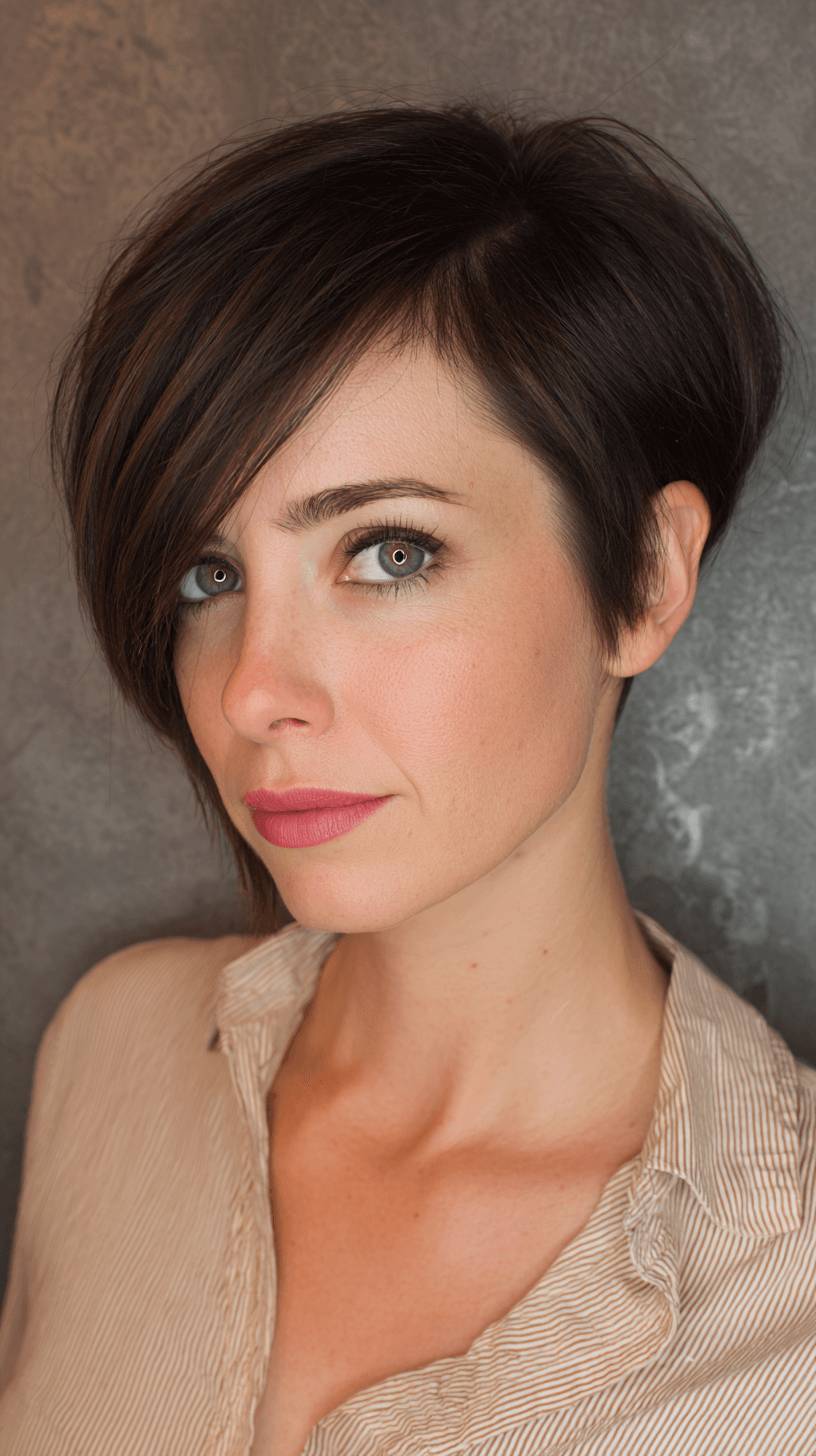 Textured Asymmetrical Cut with Side-Swept Bangs
