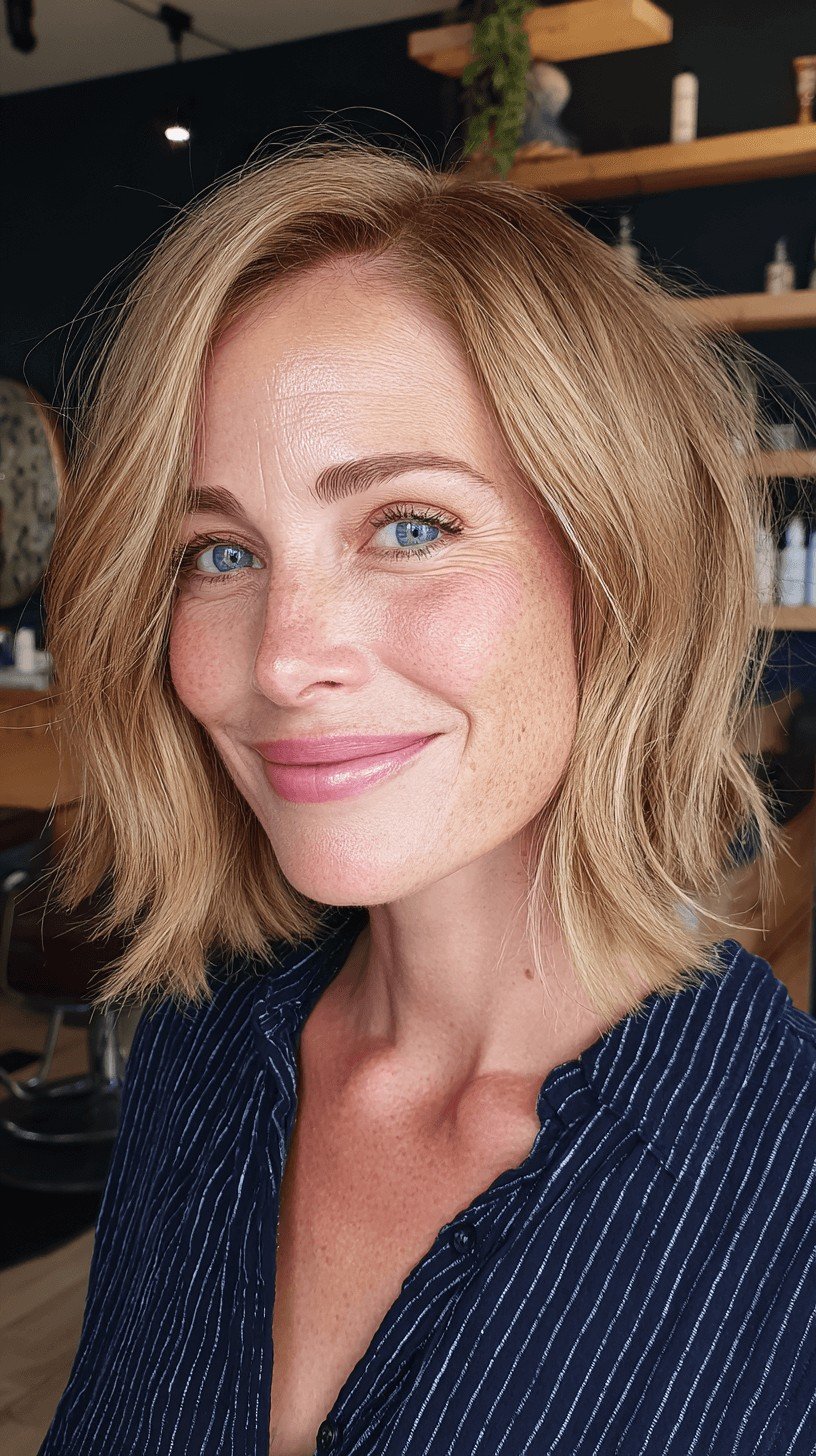 Textured Beachy Bob with Subtle Highlights