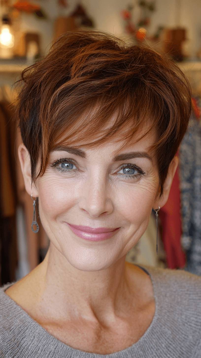 Textured Copper Pixie with Wispy Layers