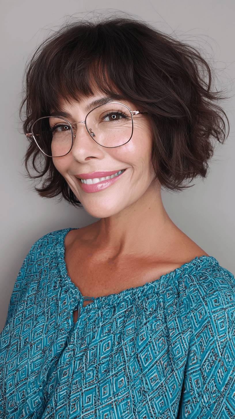 Textured Curly Bob with Soft Fringe