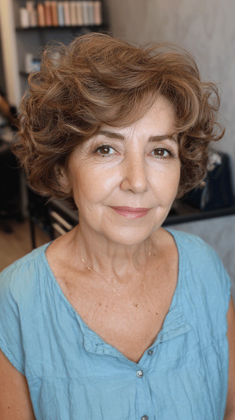 Textured Curly Crop with Subtle Highlights