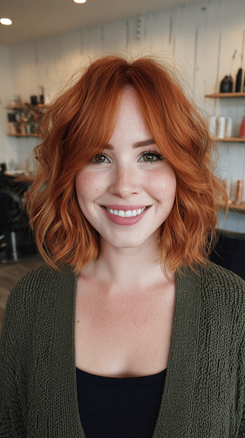 Textured Fiery Copper Waves with Soft Layers