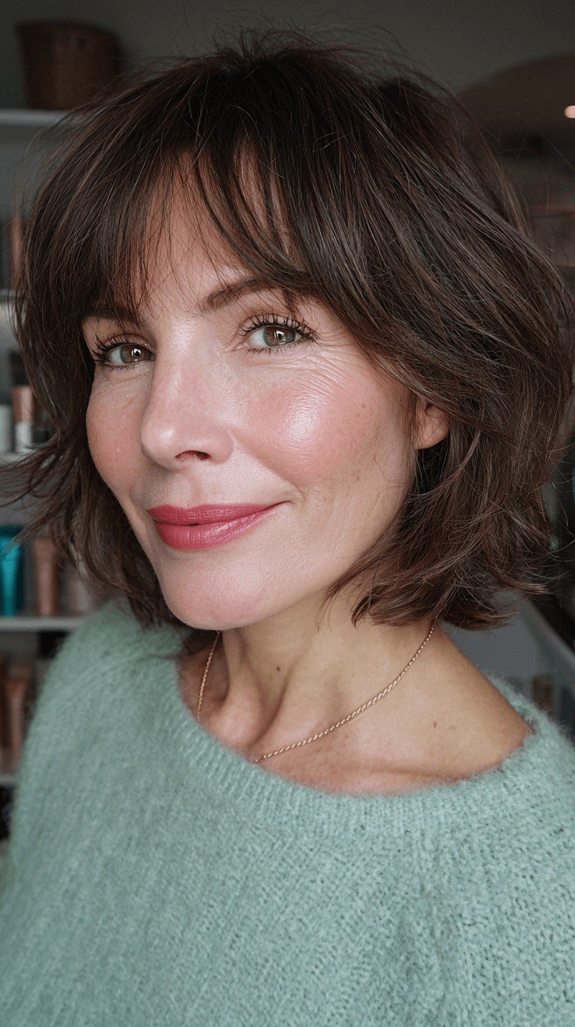 Textured Mid-Length Cut with Soft Bangs