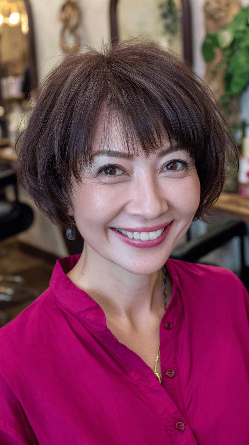 Textured Short Bob with Soft Bangs
