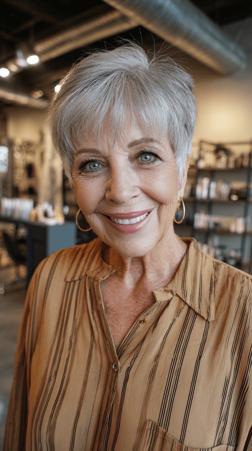 Textured Short Silver Crop with Subtle Layers