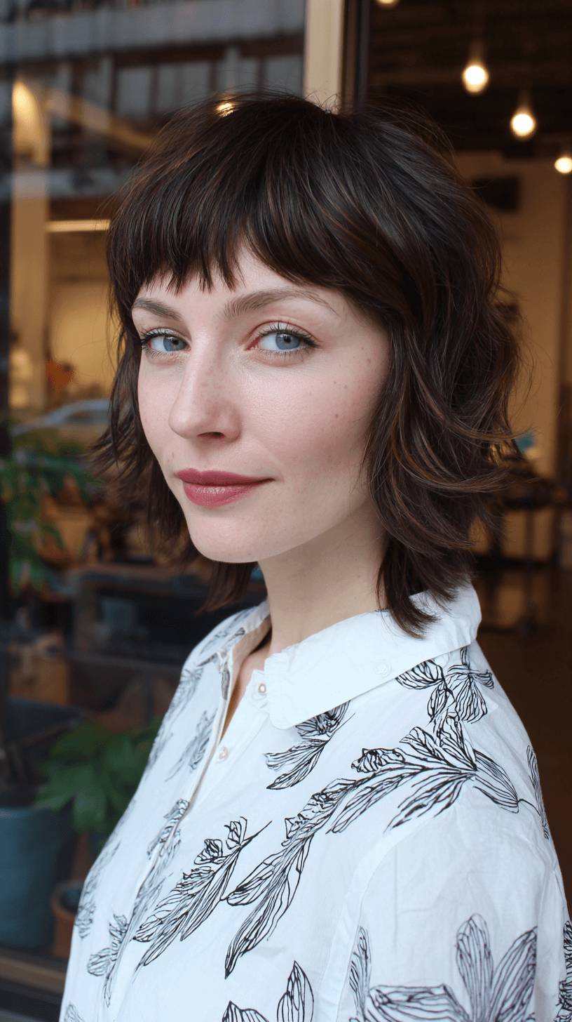 Textured Shoulder-Length Cut with Soft Fringe