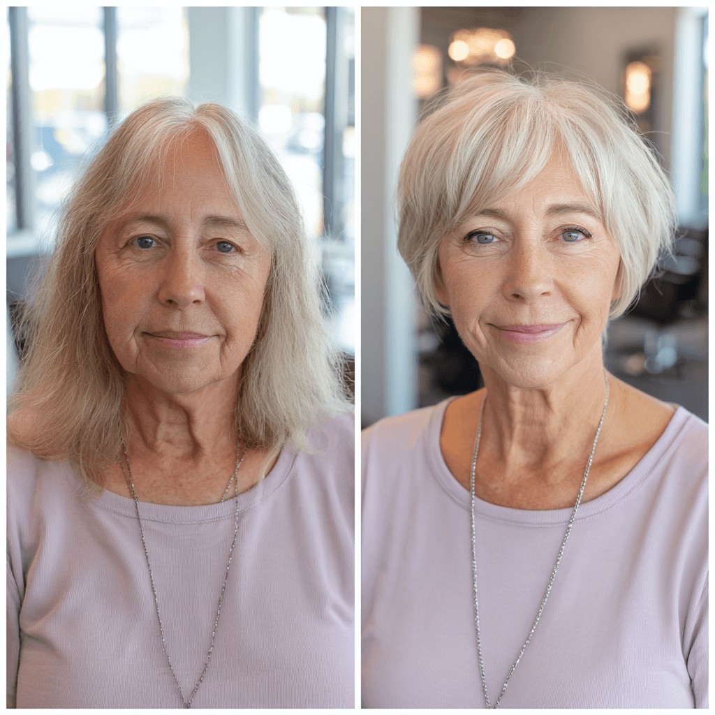 Textured Silver Bob with Soft Fringe