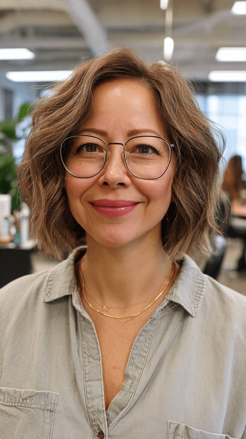 Textured Wavy Bob with Face-Framing Layers