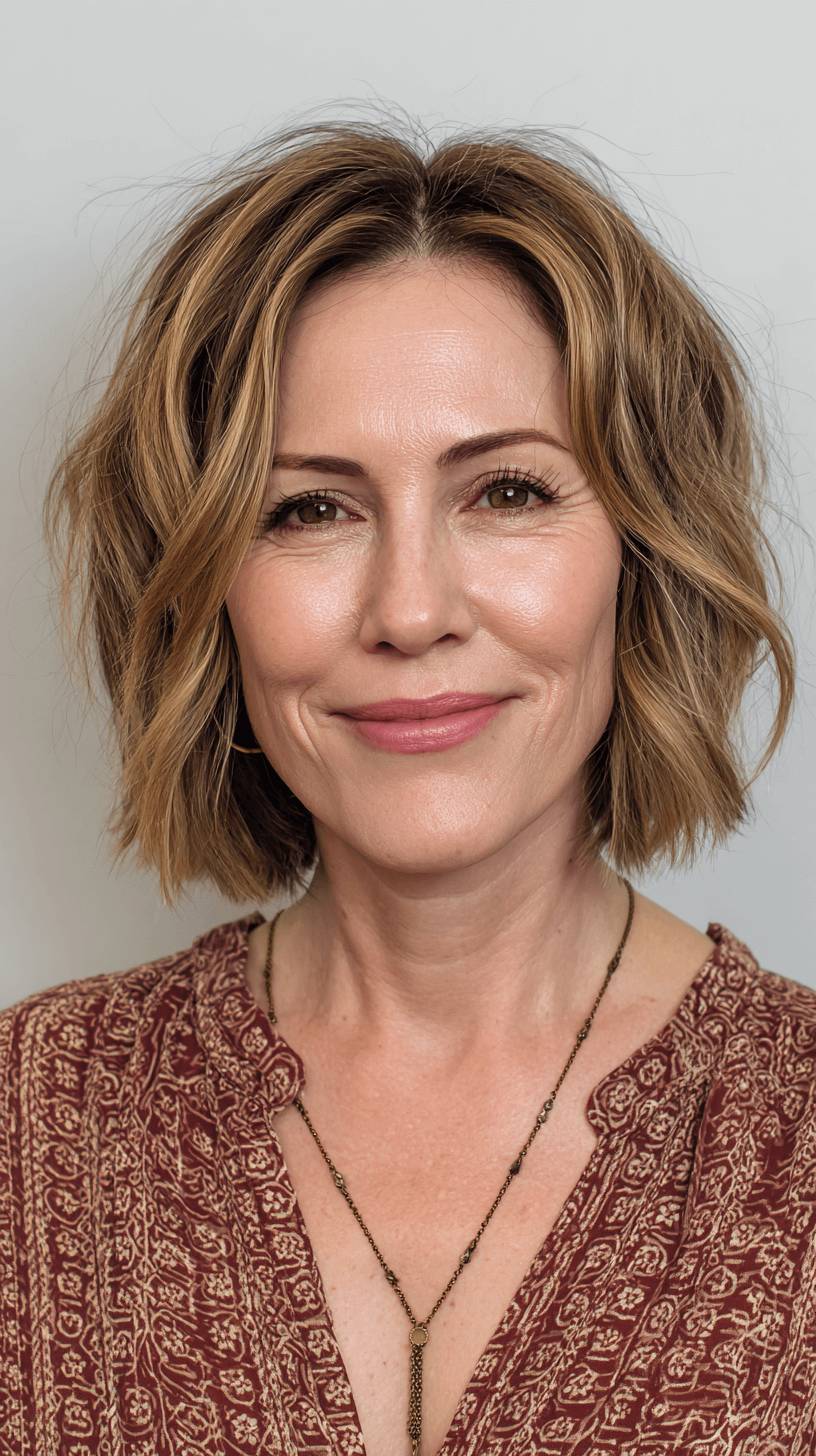 Textured Wavy Bob with Soft Layers