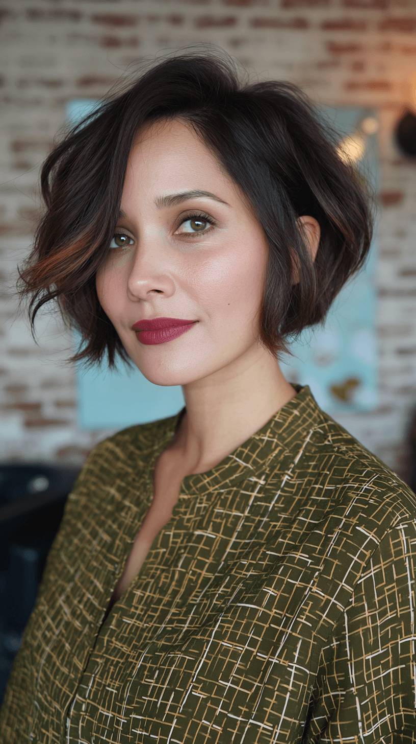 Trendy Textured Bob with Warm Highlights