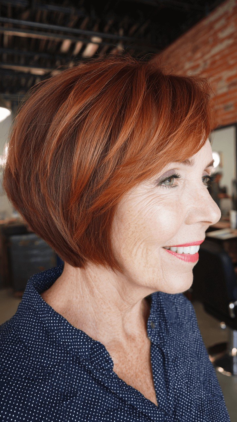 Vibrant Copper Stacked Bob with Soft Layers