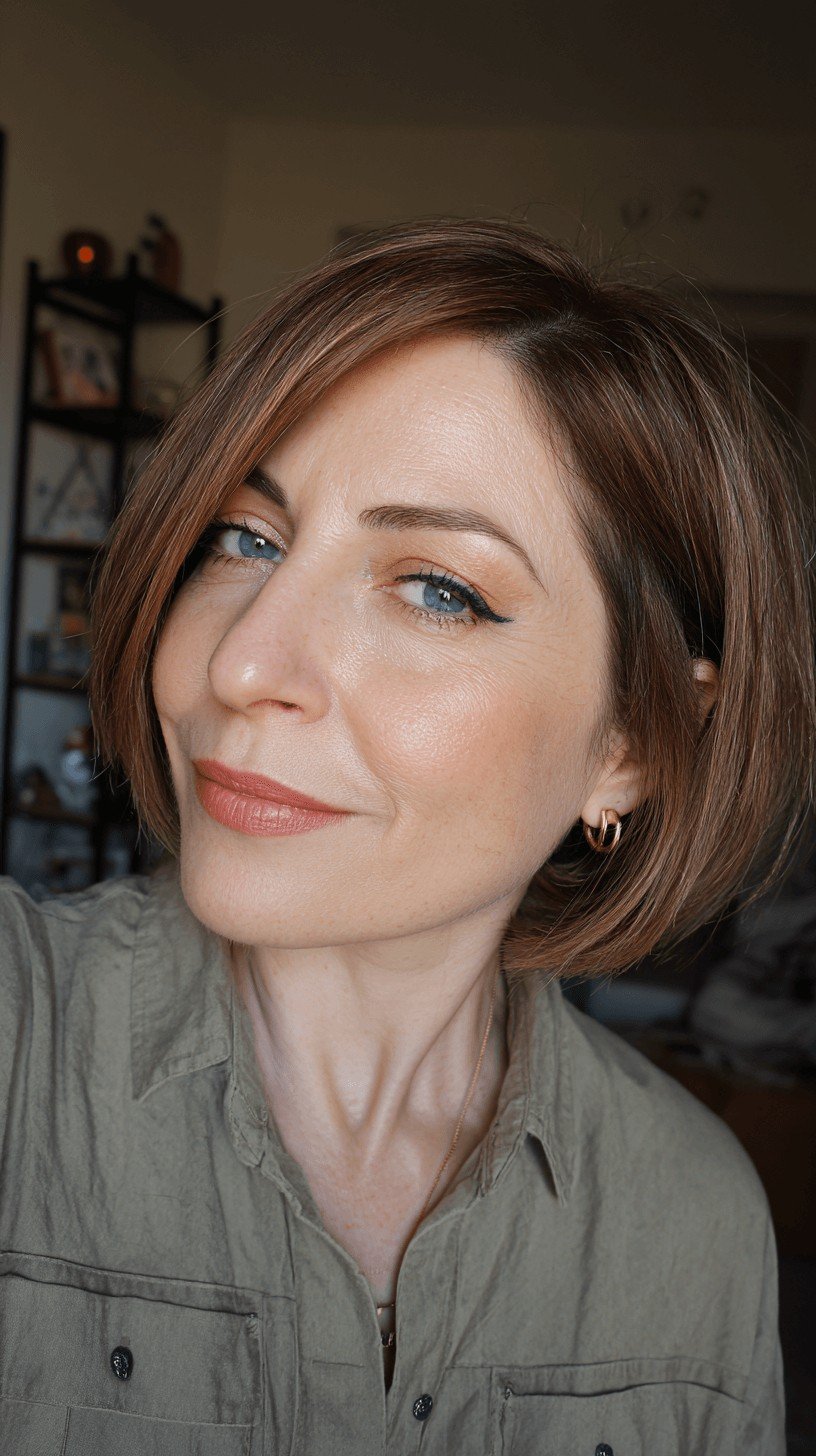 Warm Copper Bob with Soft Layers