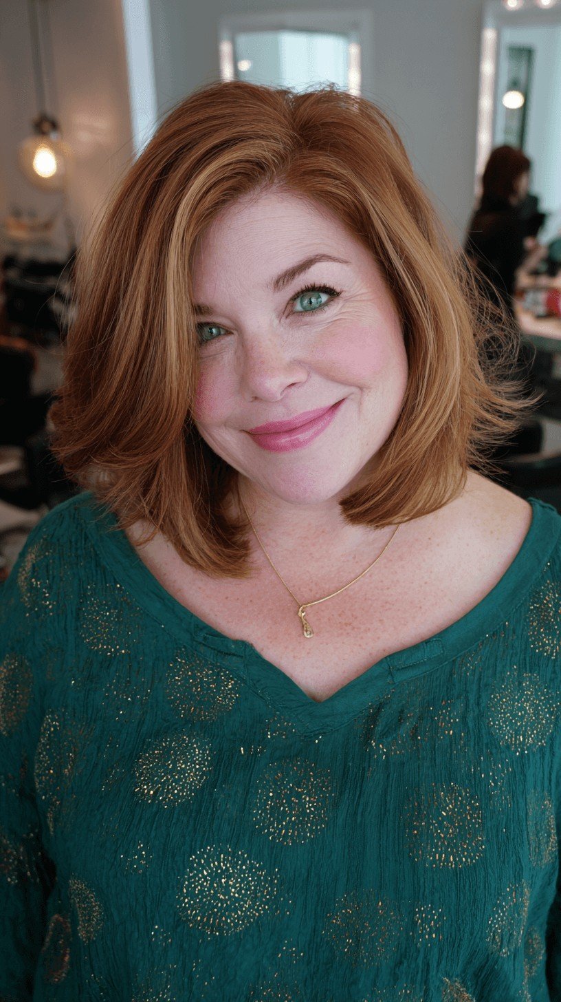 Warm Copper Mid-Length Layered Cut with Soft Movement