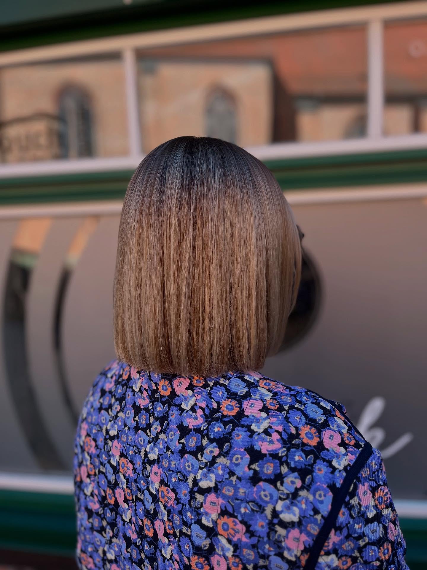 Blunt Straight Lob with Subtle Ombre