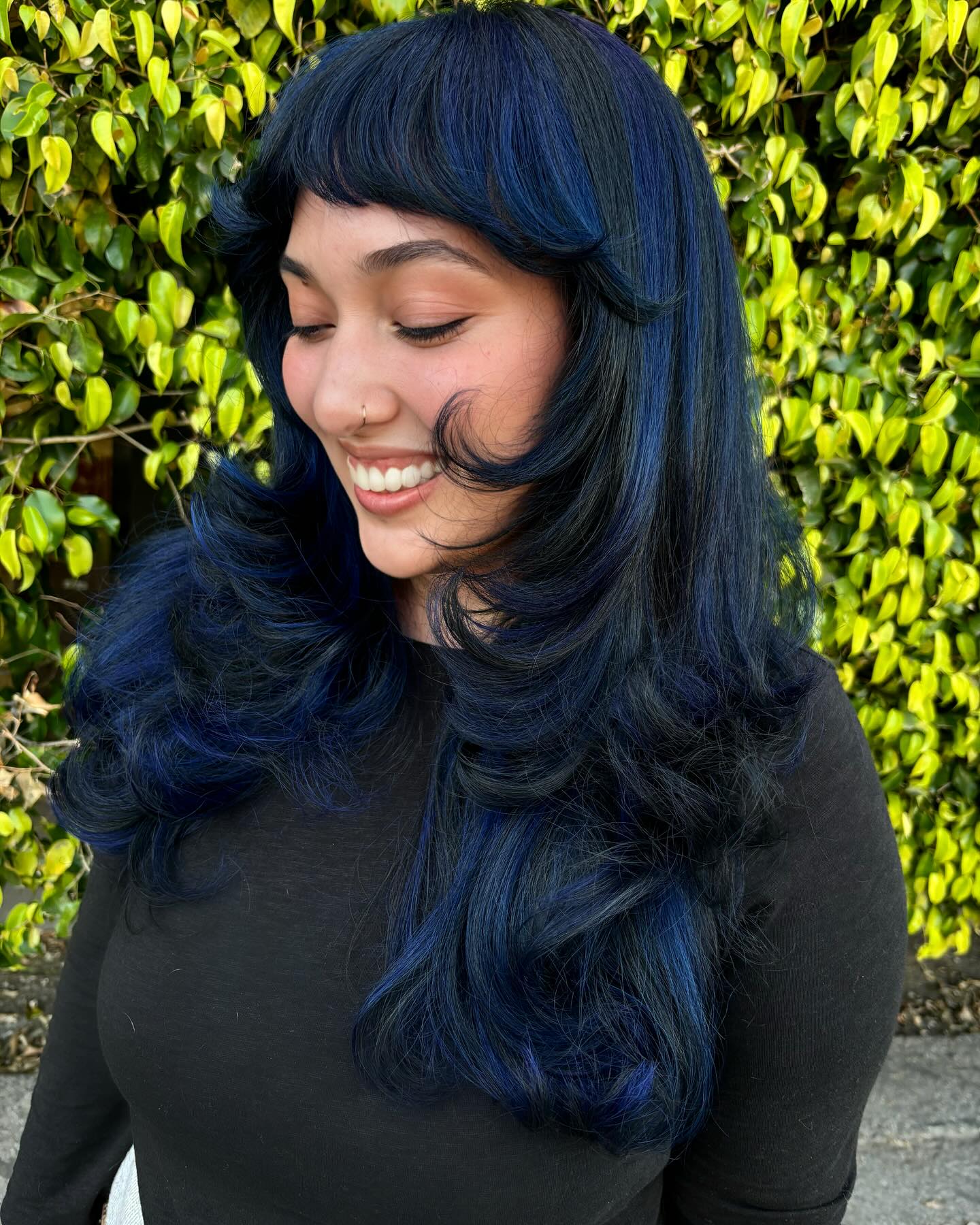 Bold Flipped Layers with Deep Ocean Blue Highlights