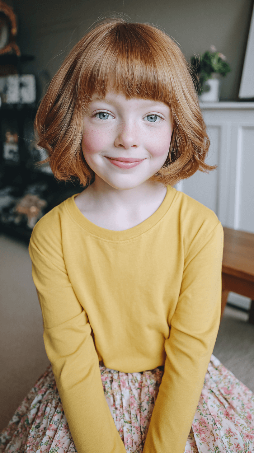 Charming Short Curly Bob with Blunt Bangs
